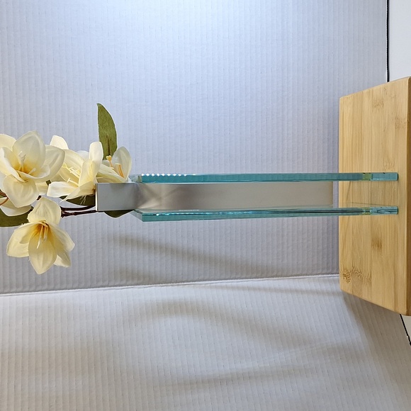 #AFF Mid century modern thick glass vase with metal center - Picture 2 of 5